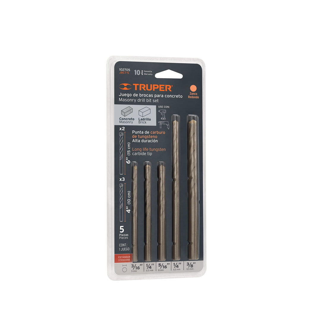 102705 JUEGO DE 5 BROCAS PARA CONCRETO, TRUPER